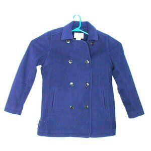 LL Bean Womens Peacoat Jacket Size M Purple Fleece Double Breasted Coat Winter